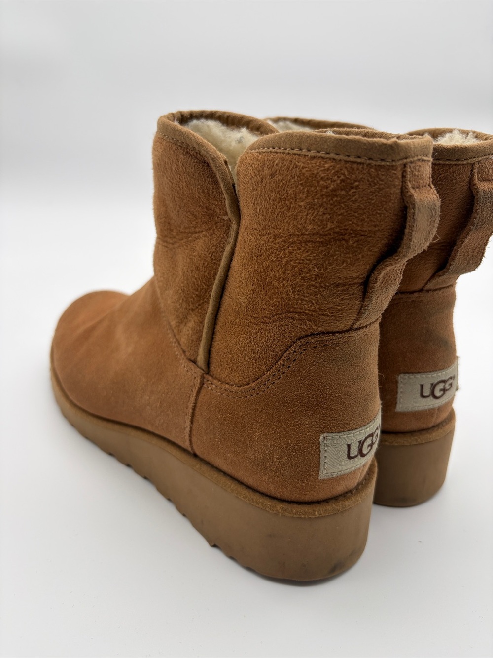 UGG Women's Suede Short Shearling Slipper Boot - Chestnut Brown
